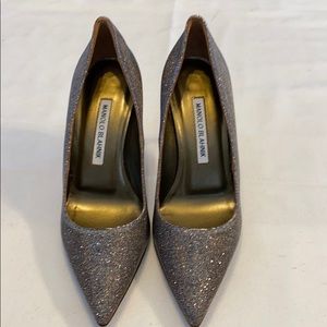 Manolo Blahnik Sz-36 silver/gold shimmer evening